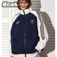 Áo khoác cổ đứng thêu tương phản Ocshean Áo khoác cổ điển Mỹ mới cho mùa thu