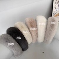 Áo khoác cổ hai mặt lông thỏ giả da cỏ dày phong cách Hàn Quốc khăn quàng cổ dài nữ mùa đông