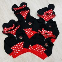 Áo khoác có mũ disney mickey chấm bi cho bé gái
