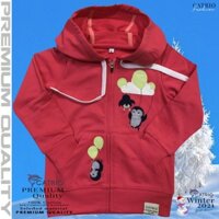Áo khoác có mũ in hình chim cánh cụt màu đỏ sen