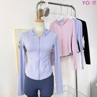 Áo khoác có mũ thun lạnh Fabrics dáng ôm eo cạp bầu - Y85