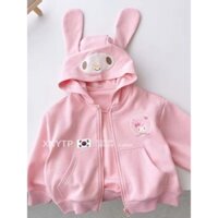 Áo khoác có mũ trùm đầu họa tiết  tai thỏ-chó vải da cá 9-20kg hoạt hình dễ thương thời trang dành cho bé - Kami offical