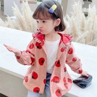 Áo khoác có mũ trùm đầu in cotton thời trang cho bé gái