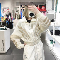 Áo khoác cổ tròn Adidas Originals dành cho nữ thêu Logo Áo khoác thể thao thông thường thời trang