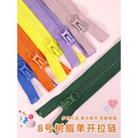Áo khoác cotton cao cấp màu sắc có khóa kéo thô bằng nhựa số 8, áo khoác dày, khóa kéo dài, đầu đơn, mở đơn