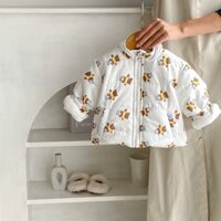 Áo Khoác cotton Cổ Đứng Dập Nổi Họa Tiết Gấu Hoạt Hình Phong Cách Thời Trang Mùa Đông Mới Cho Bé Sơ Sinh 0-3 Tuổi 1qq2