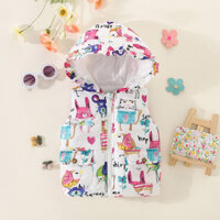 Áo Khoác Cotton Dày Không Tay Có Mũ Trùm Mẫu Mới 2023 Thời Trang Thu Đông Cho Bé Gái 0-3 Tuổi