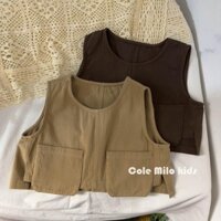Áo Khoác Cotton Linen Không Tay Phong Cách Hàn Quốc Cho Bé