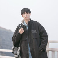 Áo khoác Cotton mùa đông lót lông cừu dày phong cách Nhật Bản cổ đứng