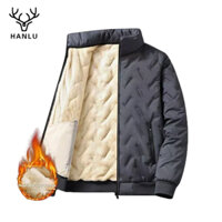 Áo khoác cotton nam HANLU, da cừu dày và ấm áp dáng rộng và đơn giản phù hợp với áo thường ngày