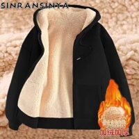 Áo khoác cotton nam SINRANSINYA mùa thu đông lông cừu lót dày ấm Sherpa dáng rộng Plus size áo khoác
