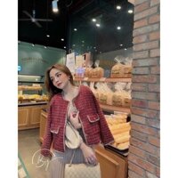 Áo Khoác Dạ 2 Lớp - Dạ Đỏ Viền