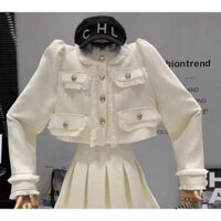 Áo khoác dạ 2 lớp màu trắng và hồng