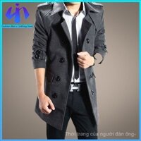 Áo khoác dạ Áo gió nam mẫu mới mùa thu đông dáng dài vừa Áo khoác lông cừu nam dày dặn lót nhung trào lưu