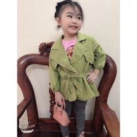áo khoác dạ bé gái chất liệu da lộn phong cách hàn quốc cho bé gái 12-20kg, áo khoác măng tô bé gái