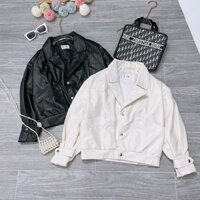 Áo khoác da biker jacket cá tính vintage tiểu thư L.Y Store 👉 [ FREESHIP + GIÁ SỈ ] Chất dày dặn bo tay trơn nữ