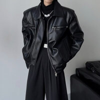 Áo khoác da biker streetwear cleanfit unisex nam nữ. Neiro Leather Jacket màu đen
