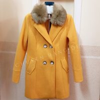 Áo khoác dạ cao cấp, cổ lông có thể tháo rời