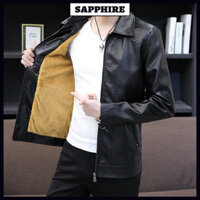 Áo Khoác Da Cổ Bẻ thường ngày nam thu đông lót nhung đi xe máy áo khoác Jacket da sành điệu mẫu mới đẹp trai phong cách Hàn Quốc ôm dáng