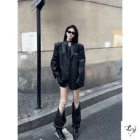 Áo Khoác Da cỡ lớn cho nữ áo khoác da thường ngày phù hợp với áo khoác da màu đen thời trang phong cách Hàn mẫu mới mùa thu năm 2025 cho nữ áo khoác phù hợp với thiết kế thích hợp mát mẻ đường phố