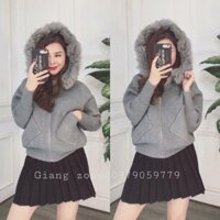 Áo khoác dạ cổ lông