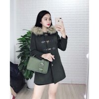 Áo khoác dạ có mũ lông - ASOS