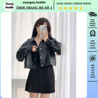 Áo khoác da croptop basic, áo khoác da nữ phong cách cá tính trẻ trung hot nhất M2