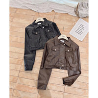 Áo khoác da croptop dày dặn đứng form