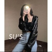 ÁO KHOÁC DA CROPTOP