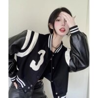 Áo khoác da croptop Ulzzang(sẵn)