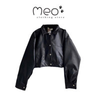 Áo khoác da dài tay dáng lửng Black Coat