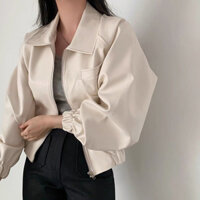 Áo Khoác Da Dáng Crotop Dài Tay Cổ Bẻ Bo Gấu Thời Trang Quảng Châu M3156