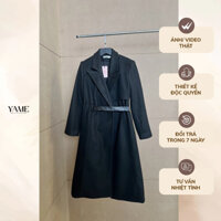 Áo khoác dạ dáng dài 2 lớp màu đen YAK11 Anilin YAME