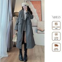 Áo khoác dạ dáng dài cúc 2 hàng Maian áo măng tô cổ vest form rộng kèm đai tay phối cúc dày dặn mặc mùa thu đông A5041