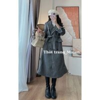 Áo khoác dạ dáng dài cúc 2 hàng Maian áo măng tô cổ vest form rộng kèm đai tay phối cúc dày dặn mặc mùa thu đông A5041