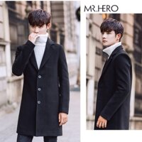 Áo Khoác Dạ Dáng Dài Form Rộng AKD05 Hàn Quốc Áo Măng Tô Nam Thời Trang Nam Thanh Lịch Màu Đen MrHero