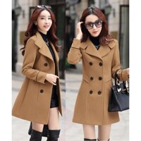 Áo khoác dạ dáng ngắn áo khoác măng tô nữ cổ vest phối nút sang trọng