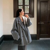 Áo Khoác Dạ Dày Dặn Dáng Ngắn Màu Xám Áo Khoác Len Dáng Gầy Rộng Rãi Cảm Giác Cao Cấp Khí Chất Mẫu Mới Thu Đông Cho Nữ