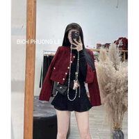 ÁO KHOÁC DẠ ĐỎ 2 TÚI QC ✔Freesize 55kg