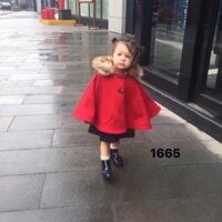 Áo khoác dạ đỏ cánh dơi bé gái