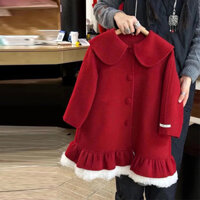 áo khoác dạ đỏ cho bé gái