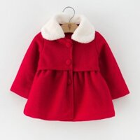 Áo khoác dạ đỏ cổ trắng 9-17kg
