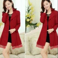 Áo khoác dạ đỏ dài(kèm anh thật)