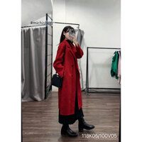 Áo khoác dạ đỏ dáng suông dài hot trend TQ - 118K05