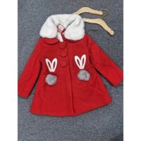 Áo khoác dạ đỏ tai thỏ bông 2314