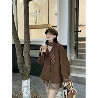 ÁO KHOÁC DẠ ÉP KÈM KHĂN CARO 3 MÀU lương su shop