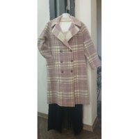 Áo khoác dạ ép lông cừu handmade kẻ caro mặc được 2 mặt free size thanh lý