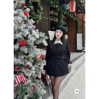 Áo khoác dạ fom cổ tròn hàn quốc giấu quần