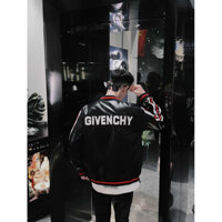 Áo Khoác Da GIVENCHY Hàng Siêu Cấp Dày Dặn 2 Lớp Cúc Bấm, Tay Viền Kẻ Siêu Đẹp