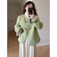 Áo Khoác Dạ Hai Mặt Dáng Ngắn Cổ Tròn Rộng Rãi Cổ Điển Mẫu Mới Phong Cách Trung Quốc Mới Mùa Thu Đông Cho Nữ